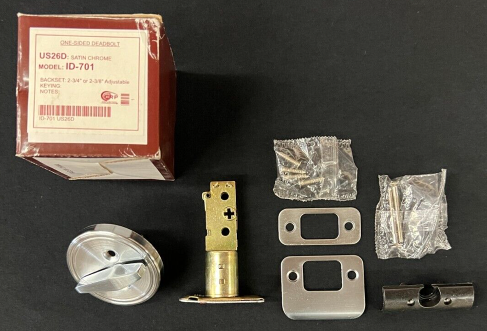 Cal Royal One Sided Deadbolt ID-701 US26D 2-3/4" OR 2-3/8" ADJUSTABLE BACKSET