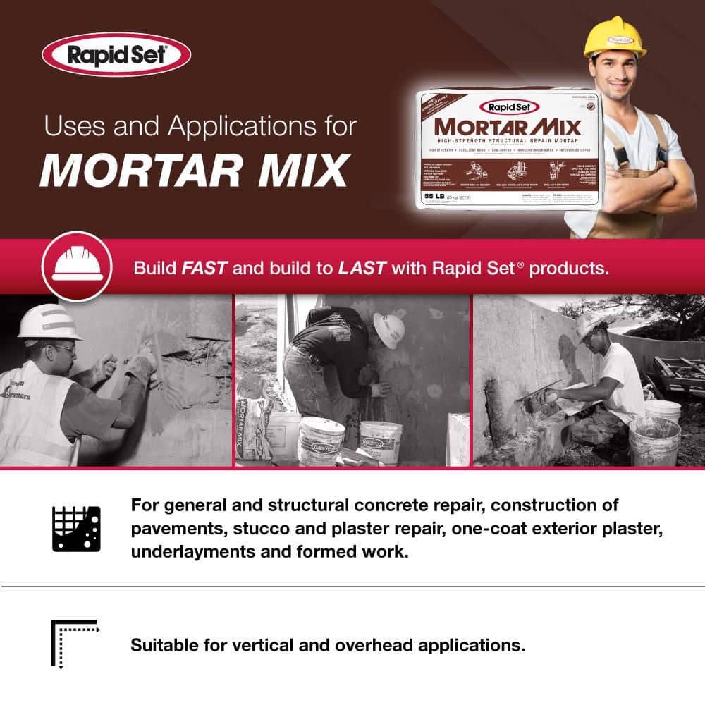 Rapid Set Mortar Mix 55 lb 04010055 High Performance Fast-Setting Cement