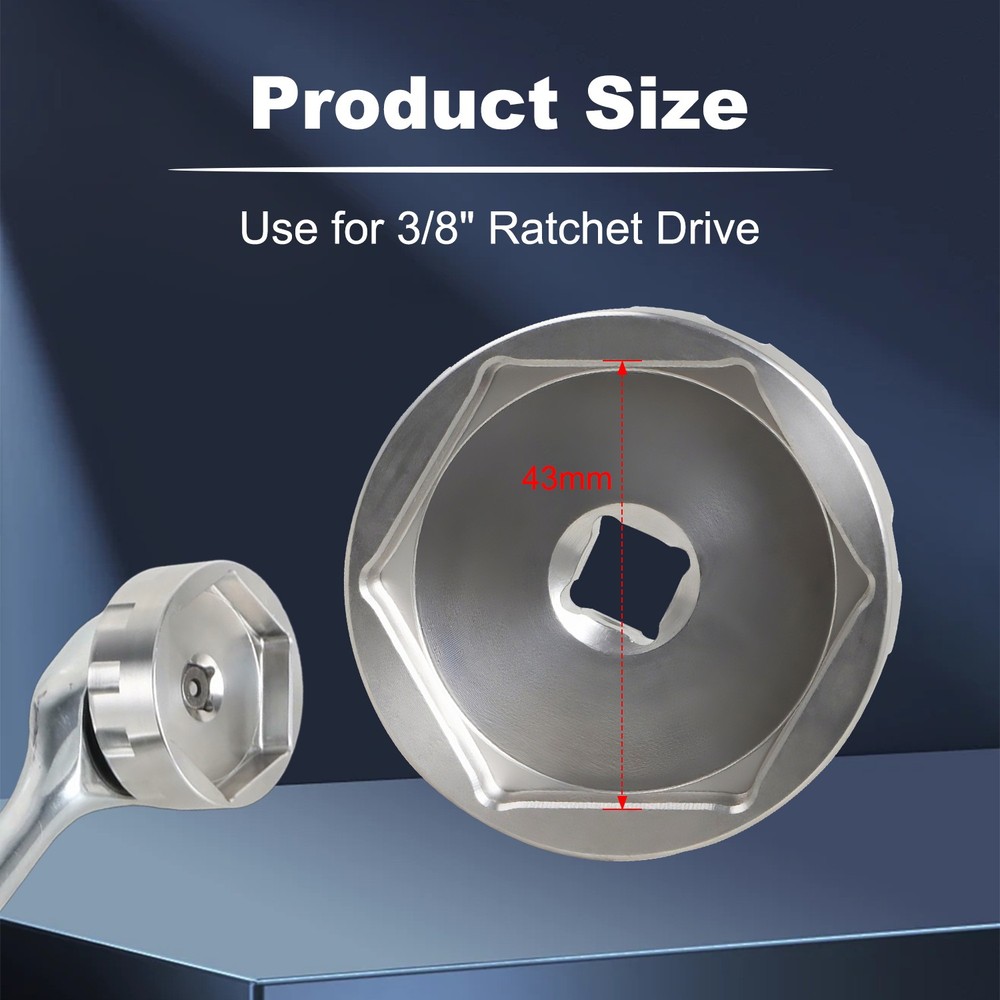 Fork Topcap Socket 3/8 Drive Flat Socket for Bike & Motorcycle 43mm