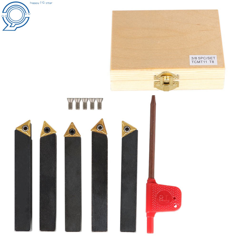 5Pcs 3/8" Indexable Carbide Insert Turning Tooling Bit Holder Set For Lathe US