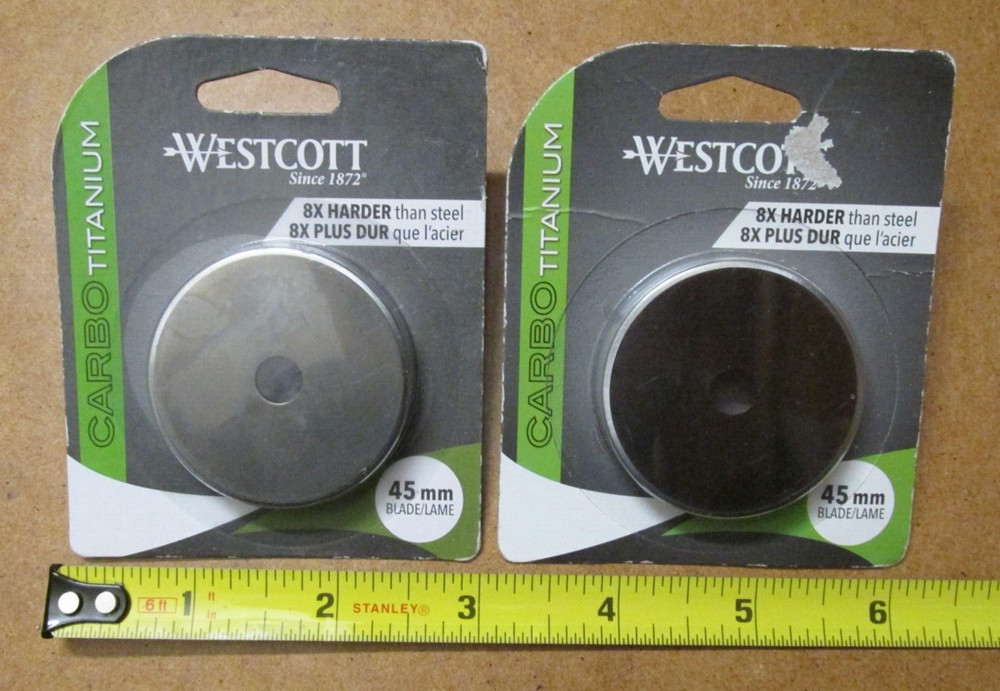 2 Westcott CarboTitanium 45mm Circular Replacement Rotary Blades