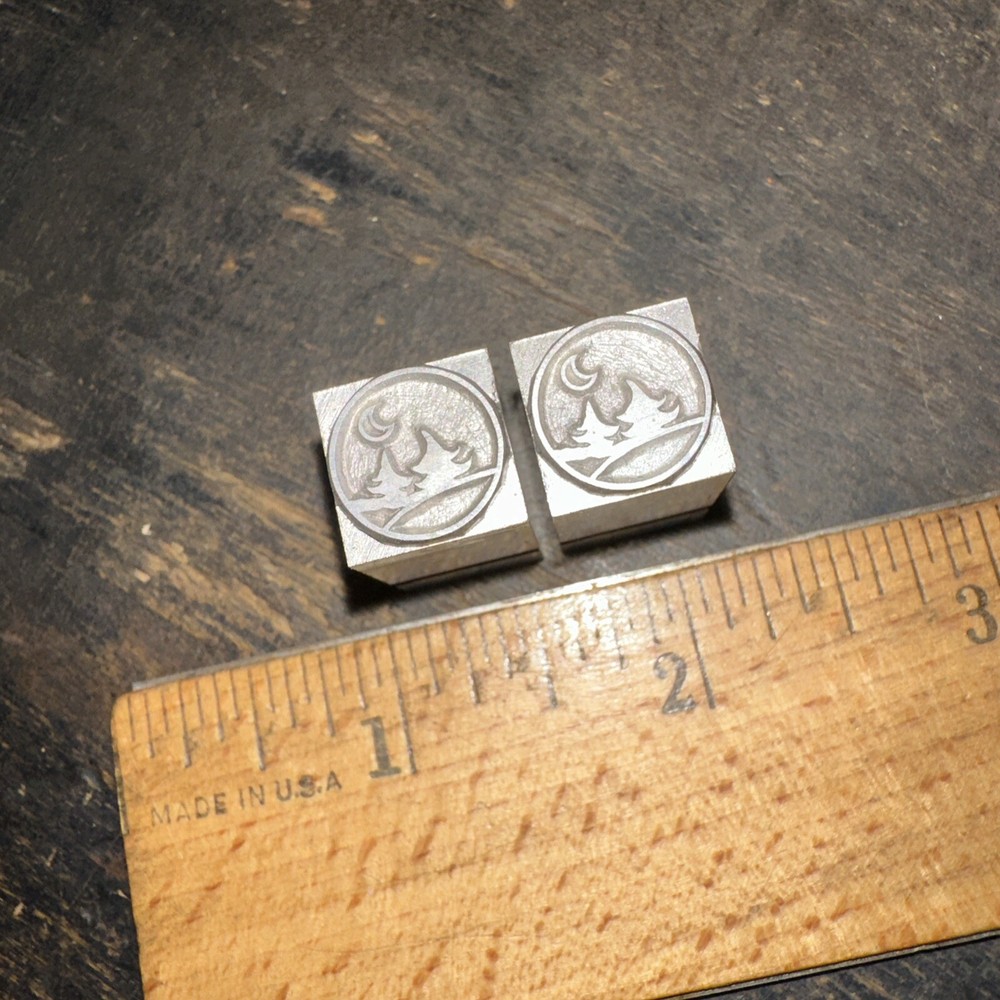 Printing Blocks “ night Time Scene “ Moon & Trees, Lead Blocks.