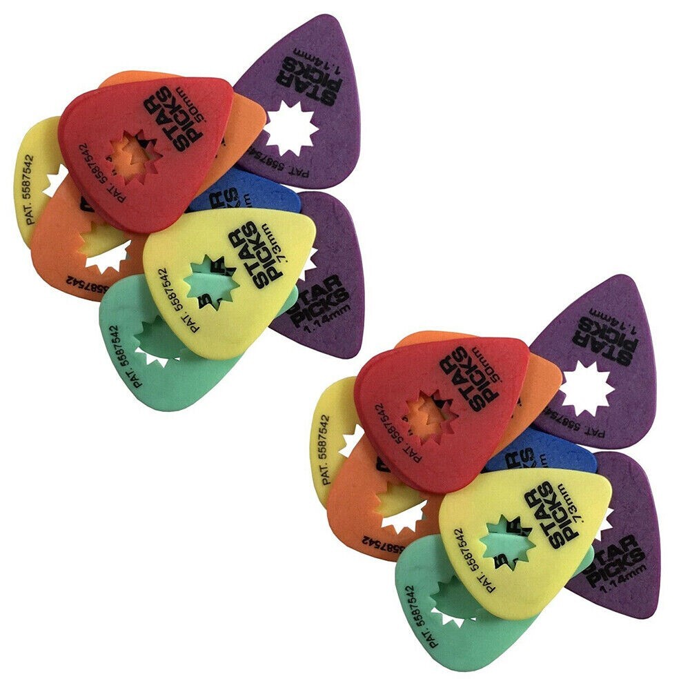Everly Star Guitar Picks 24 Pack Variety Pack 4 of Each Size Sampler