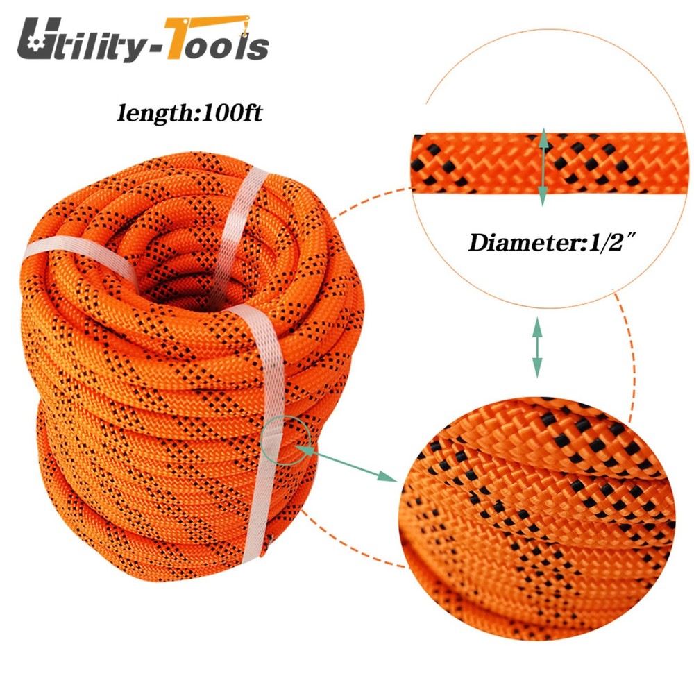1/2 inch ×100 FT Double Braid Polyester Arborist Rigging Rope High Strength Rope