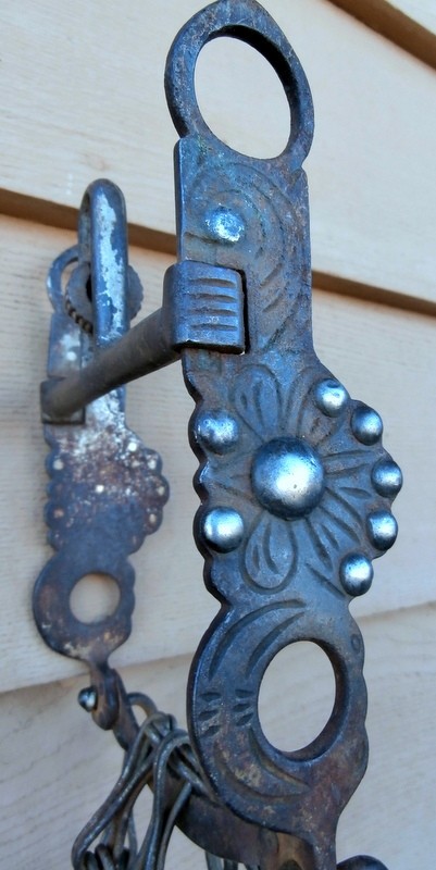 Old Antique Buermann??Iron High Port Nickel Dot Horse Bit w/Rein Chains
