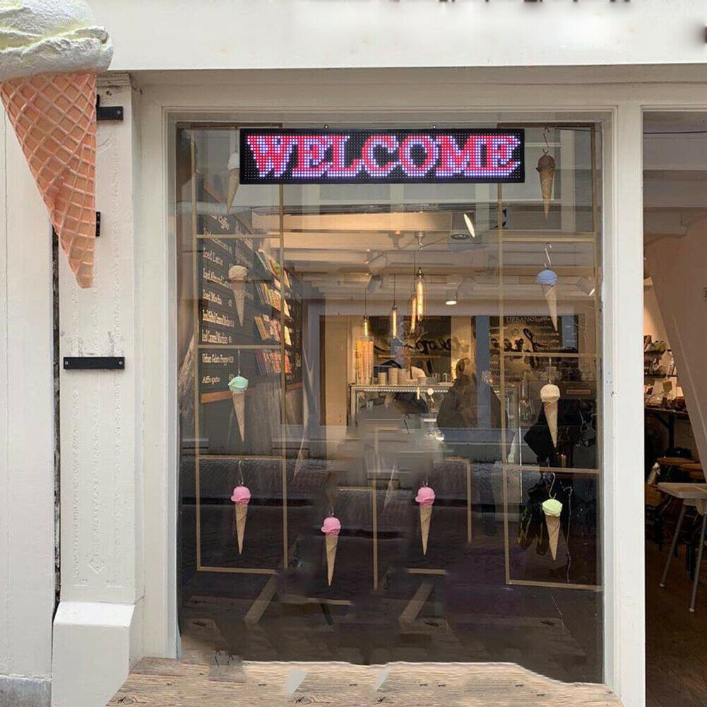 LED Sign 40"X8" Scrolling Message Display Board RGB 7-Color Programmable Board