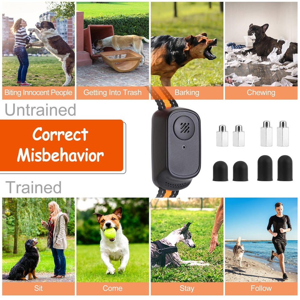 Pet Dog Vibration Shock Training Collar Rechargeable Remote Control Waterproof