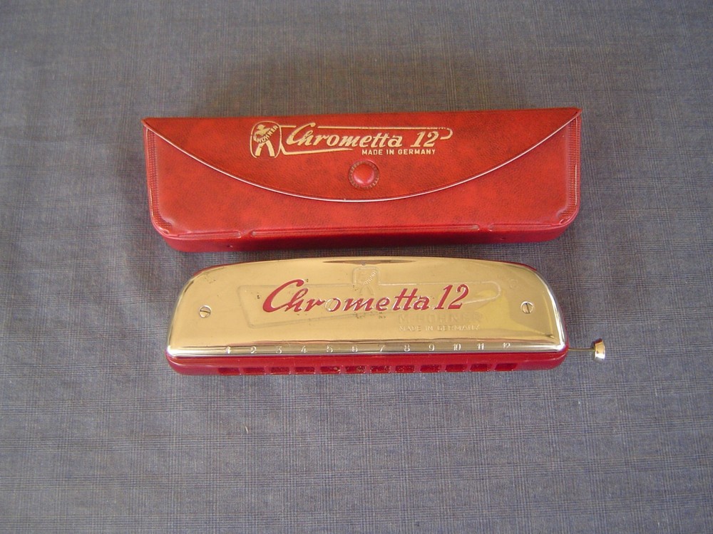 "CHROMETTA 12" "C" GERMAN MADE CHROMATIC HARMONICA BY M. HOHNER & STORAGE CASE