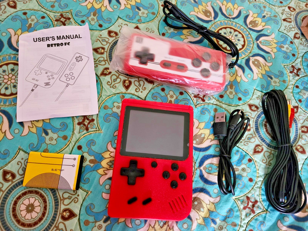 Game Box Plus- Hand Held Game System Rechargeable Battery-RED-NEW