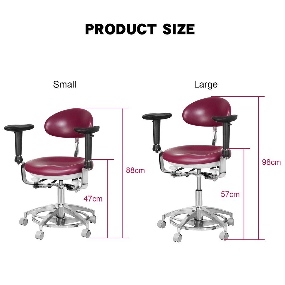Dental Microscope Stool Doctor Chair Adjustable PU Leather 360° Rotation US