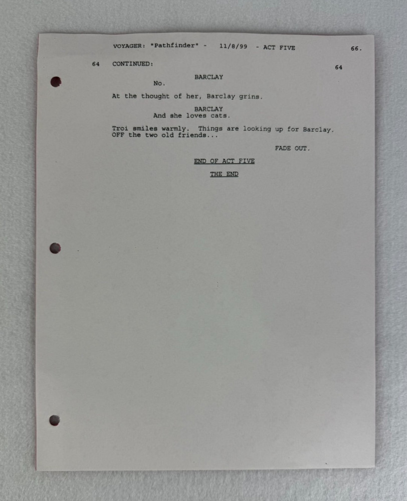 Star Trek Voyager “Pathfinder” Final Draft Original Studio Script 09/10/1999