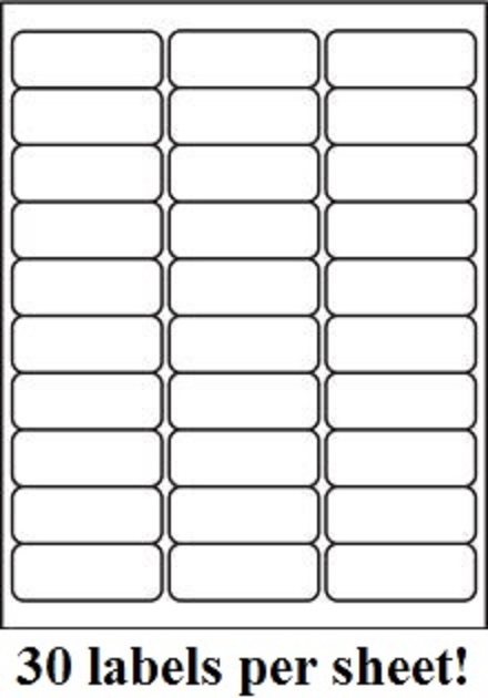 3000 Premium 2.625" x 1" Self Adhesive Address Labels 30 per sheet * 30 up*