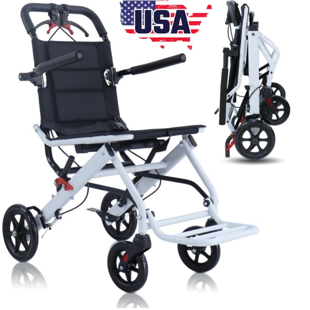 Foldable Lightweight Transport Wheelchair Portable Travel Wheelchair All Terrain