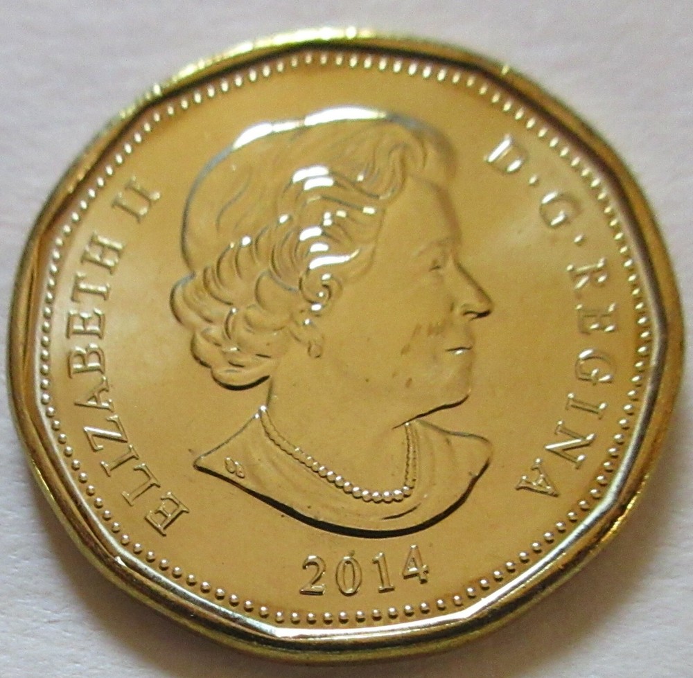 2014 Canada One Dollar Loonie. Mint UNC. $1 Loon Coin