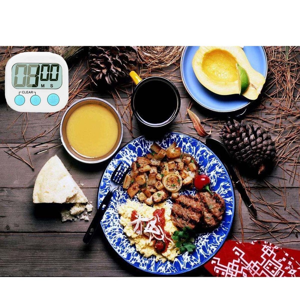 2 pack LCD digital kitchen cooking timer countdown clock loud alarm magnetic
