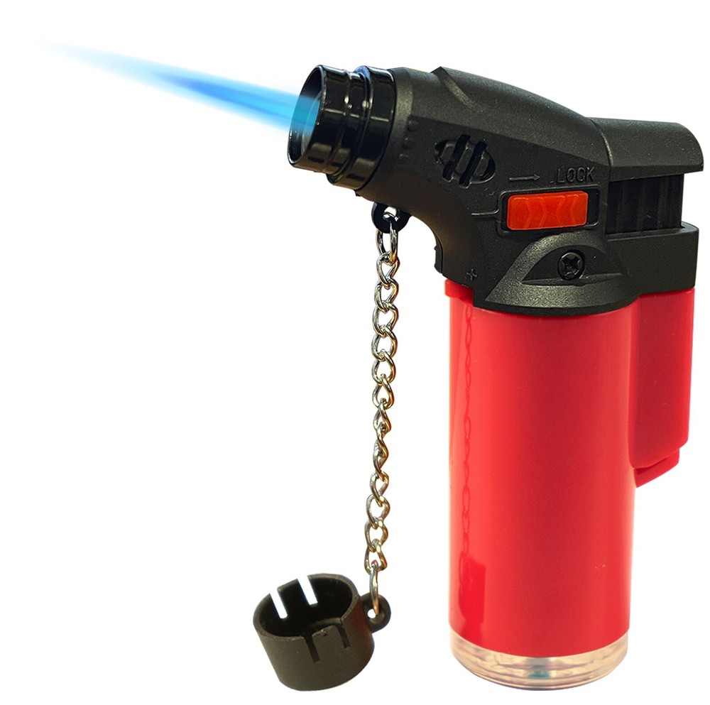 (12) Solid Color Side Torch Lighter Adjustable Windproof Butane Refillable