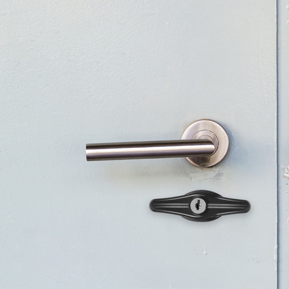 Door Handle With Lock T-shaped Lockable Garage Replacement Black