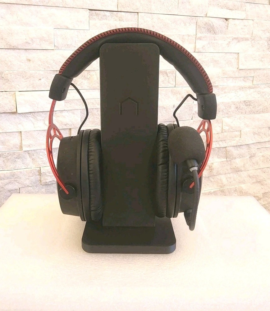 Modern 3D Printed Rectangular Headphone Stand  Black Desk Headset Holder