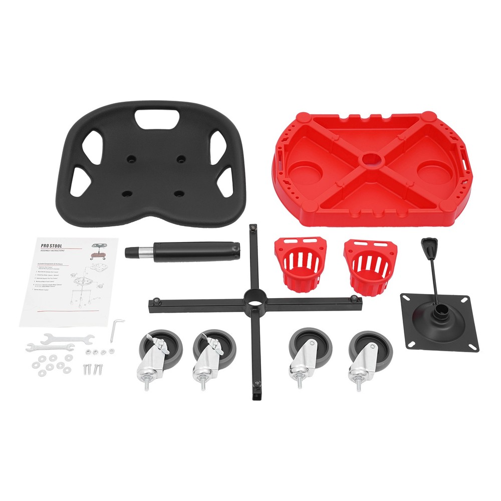 Sturdy Rolling Garage Stool with Backrest & Tool Tray - 330lbs Capacity