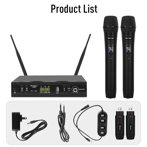 Wireless Microphone System, Dual Wireless Mics, Microphone for Singing,