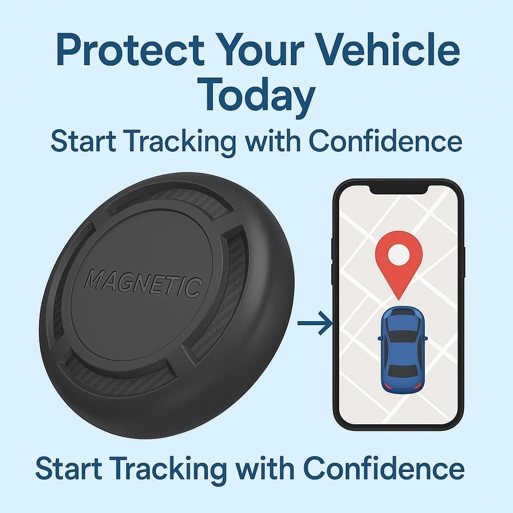 Magnetic Hidden GPS Tracker for Vehicles – Android Only, Long Battery Black
