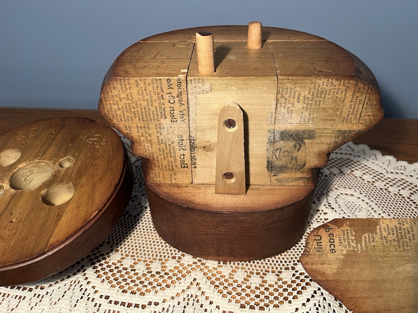 Antique Multi-Piece Wood Millinery Puzzle-Form Hat Block/Mold