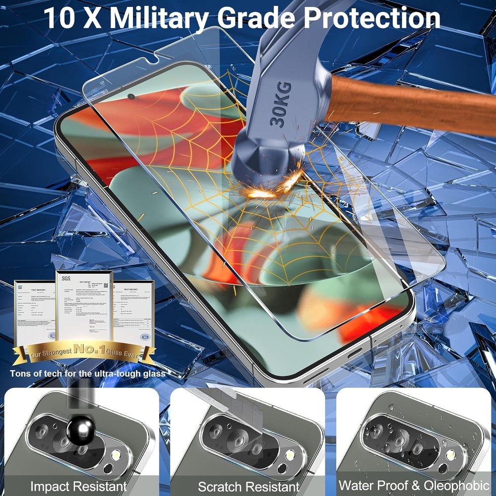 3 Pack for Google Screen Protector Tempered Glass + 3 Pack Camera Lens Protec...