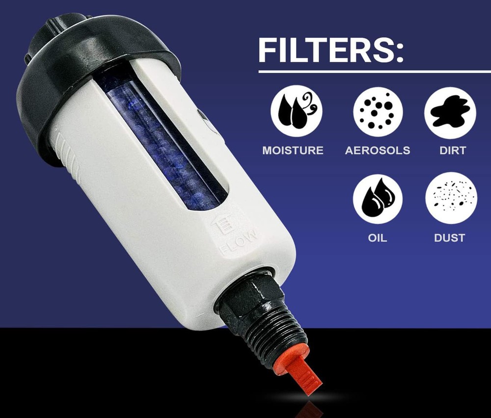 Air Dryer for Compressor, Replaceable Desiccant Filter with Teflon, Water Sep...
