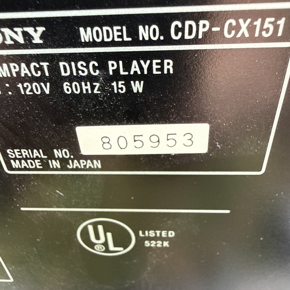 Sony 100 Disc CD Player Automatic Loading System CDP-CX151 Works Good. No Remote