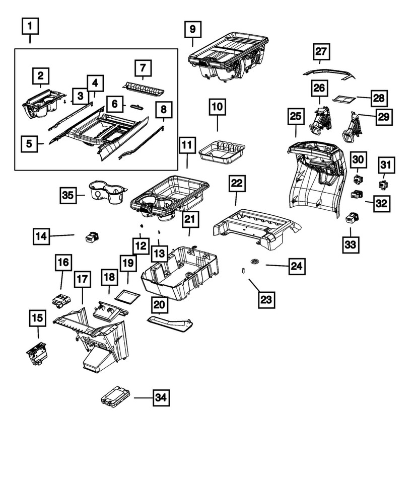 Genuine Mopar Floor Console Bin 68524507AA
