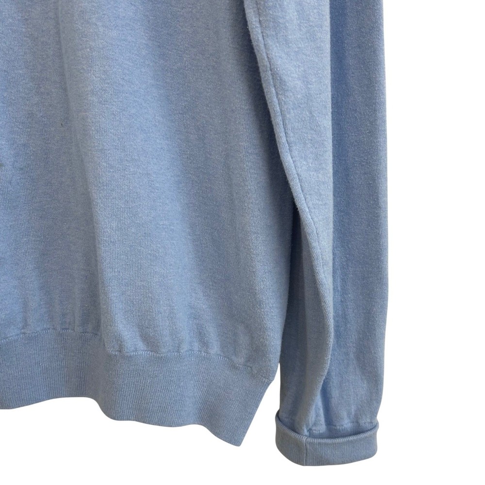 Peter Millar Blue Cotton Lyocell Nylon Silk Blend 1/4 Zip Pullover Sweater L EUC