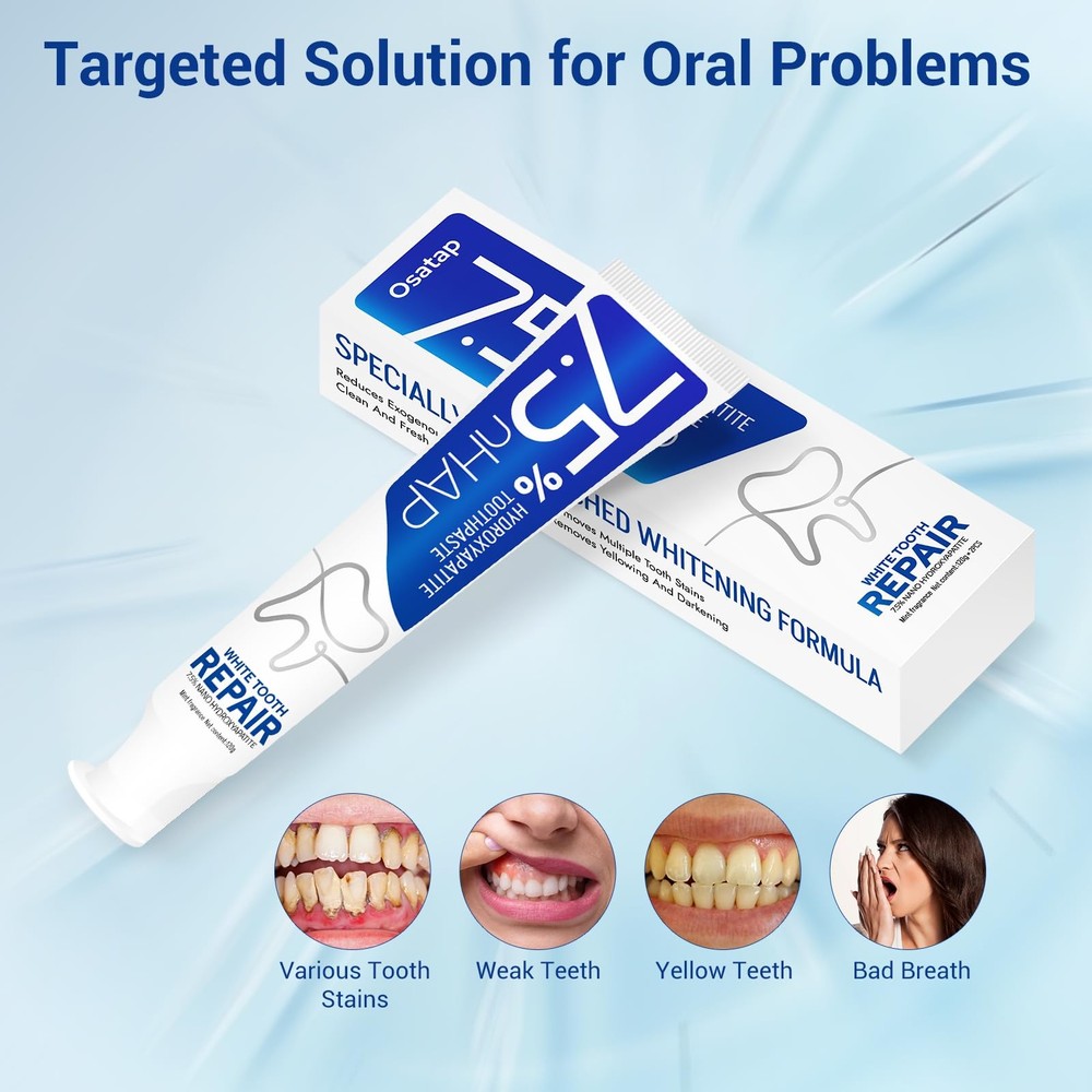 7.5% Nano Hydroxyapatite Toothpaste â€“ Fluoride-Free Whitening, Enamel Prote...