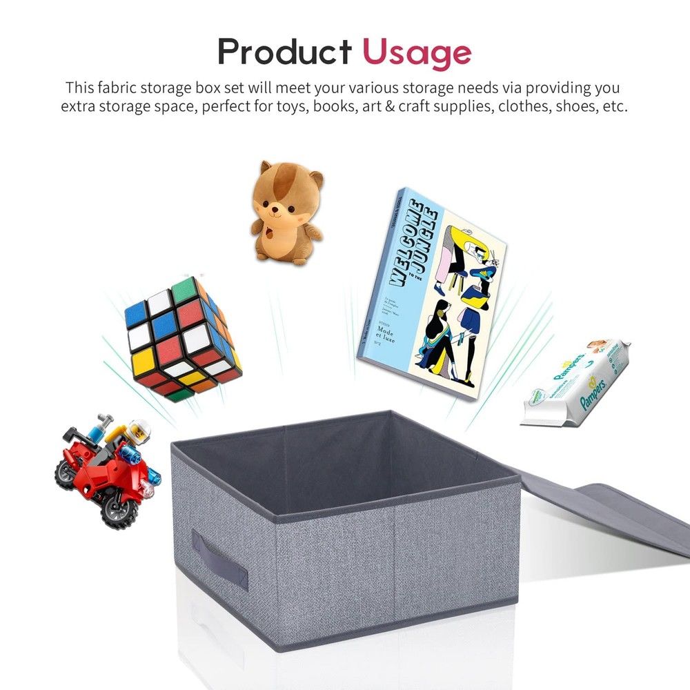 Foldable Storage Bins Cubes Boxes with Lid - Storage Box Cube Cubby Basket Cl...