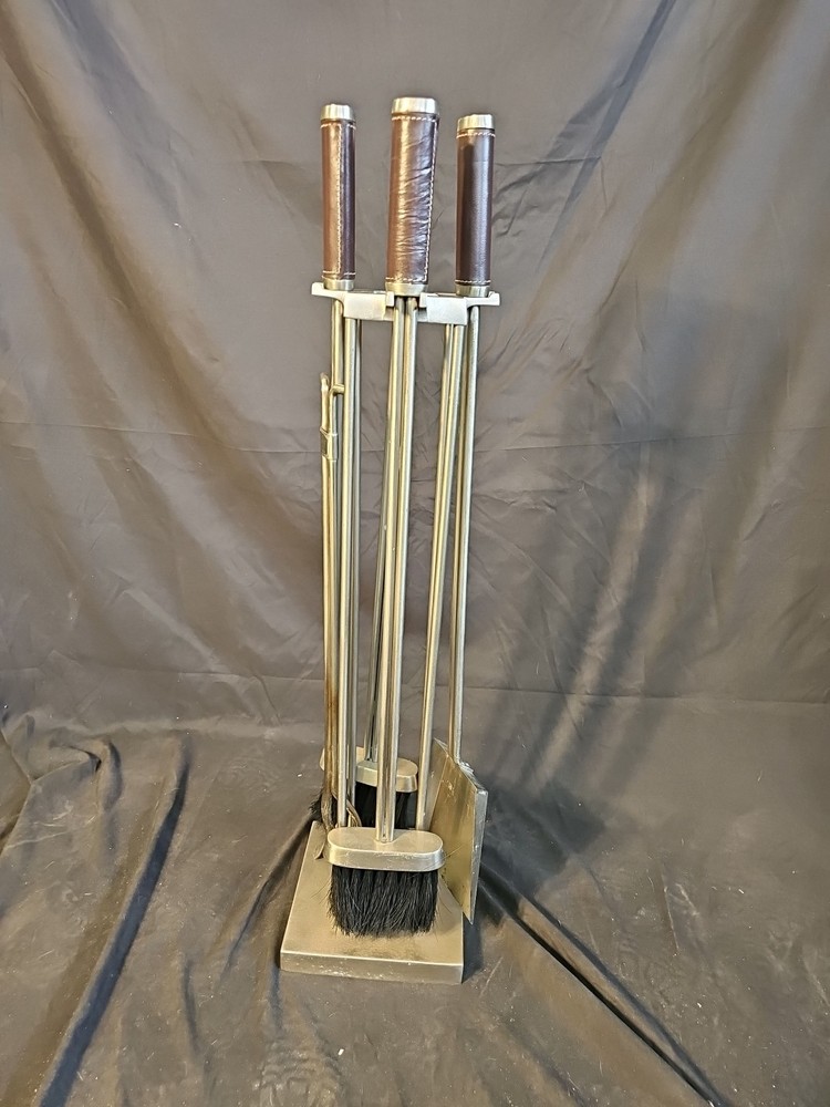 VTG Fireplace Tool Set Chrome 4pc. Heavy Set