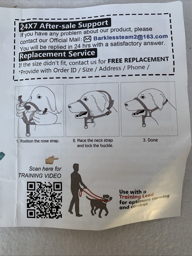 BARKLESS Soft Dog Head Collar, Padded No Pull Head Halter Size Medium Grey