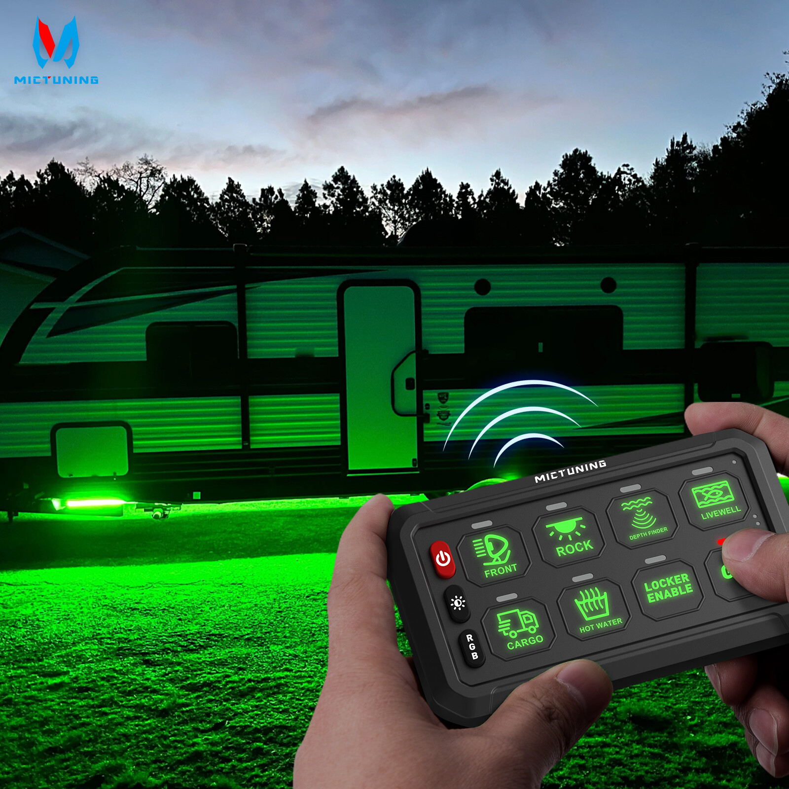 MICTUNING P1s 8Gang Switch Panel,Wireless Cordless,Auxiliary Circuit Control Box