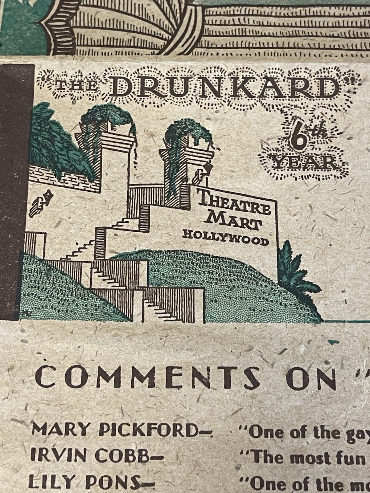 Vtg Theatre Souvenir Program THE DRUNKARD Galt Bell Theatre Mart Hollywood 6th