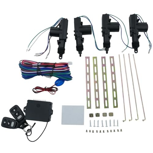 Universal 4PCS Car Power Door Lock Actuator Kit with 2 Remote Controls 12V