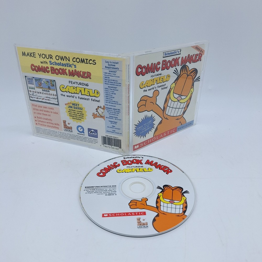 Comic Book Maker Featuring Garfield RARE Windows PC & Mac CD-ROM Video Game