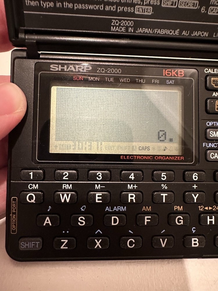Sharp ZQ-2000 16kb Electronic Organizer TESTED WORKS EUC!!