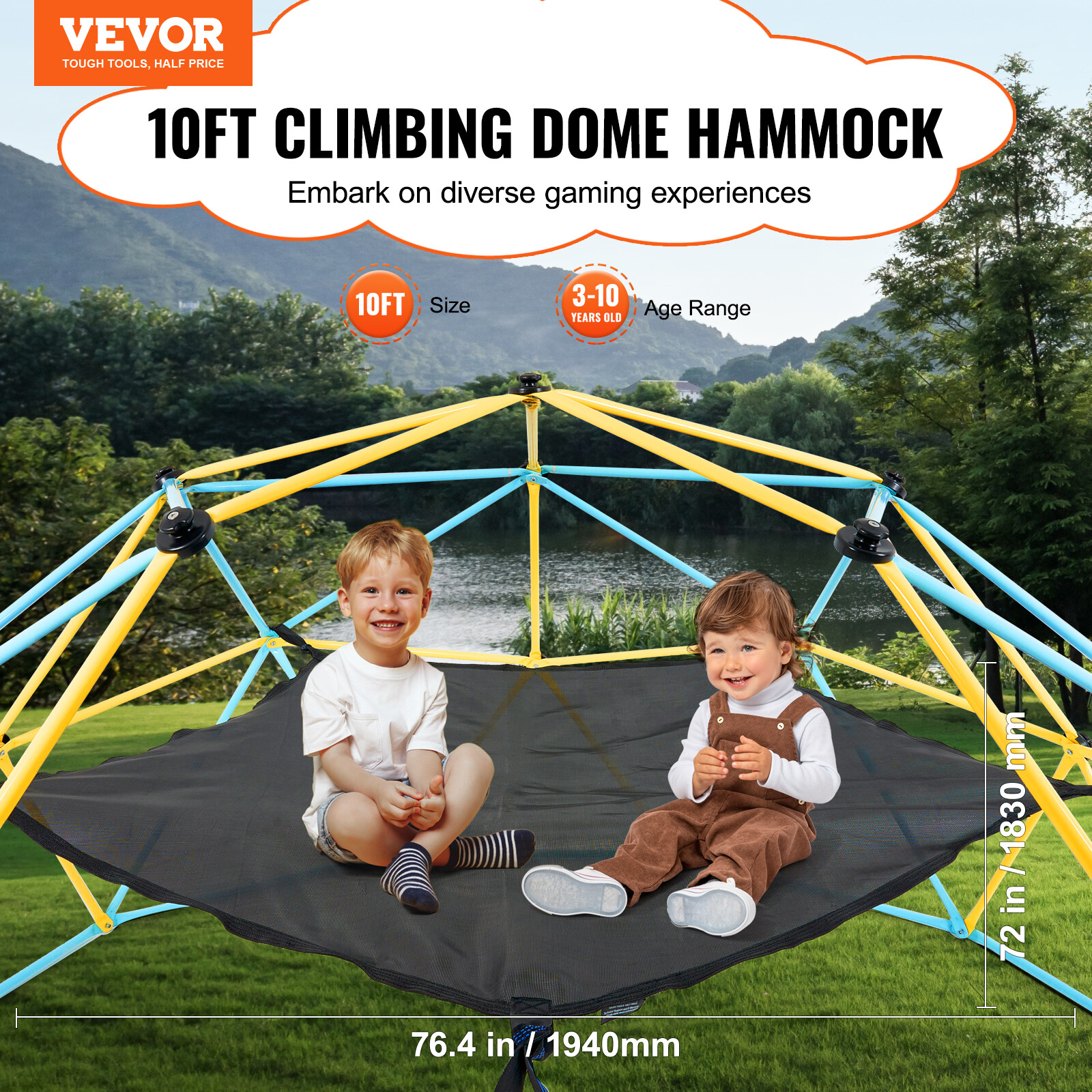 VEVOR Dome Climber Hammock Accessory for 10ft Climbing Dome 350 lbs Load-Bearing