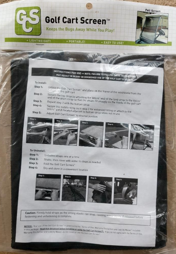 Full Screen or Half Screen Golf Cart Screen - Keep Bugs Away While You Play