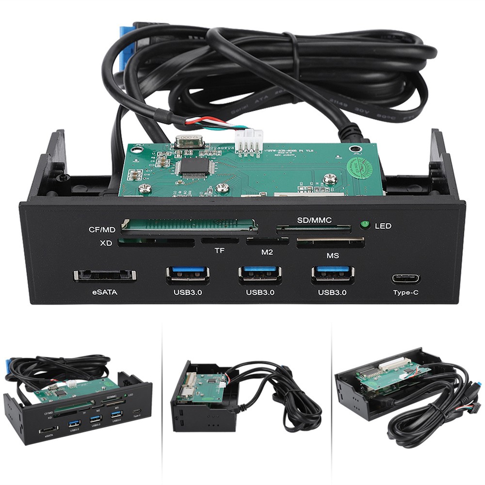 STW 5.25" Internal Media Memory Card Reader USB 3.0 Dashboard PC Front Fit