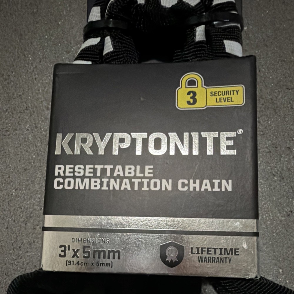 Kryptonite Resettable Combination Chain Bike Lock Security Level 3 Black 3ft