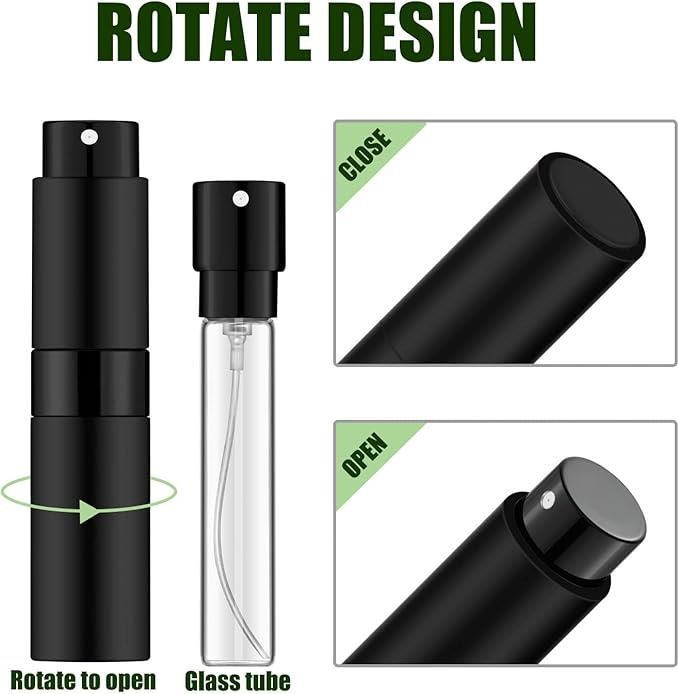 New 7 Pc. Black Mini Refillable Atomizer Perfume Bottles 8ML - NWT