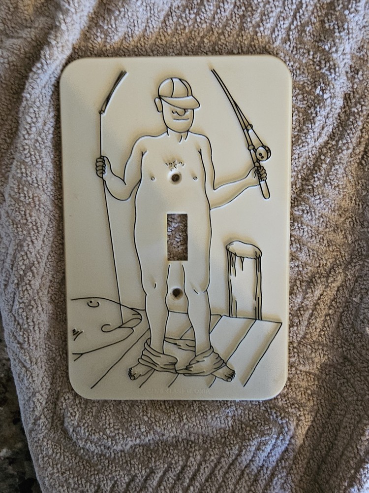 1976 Flash It Corp. Inappropriate Risque Flasher Fisherman Plastic switch Cover