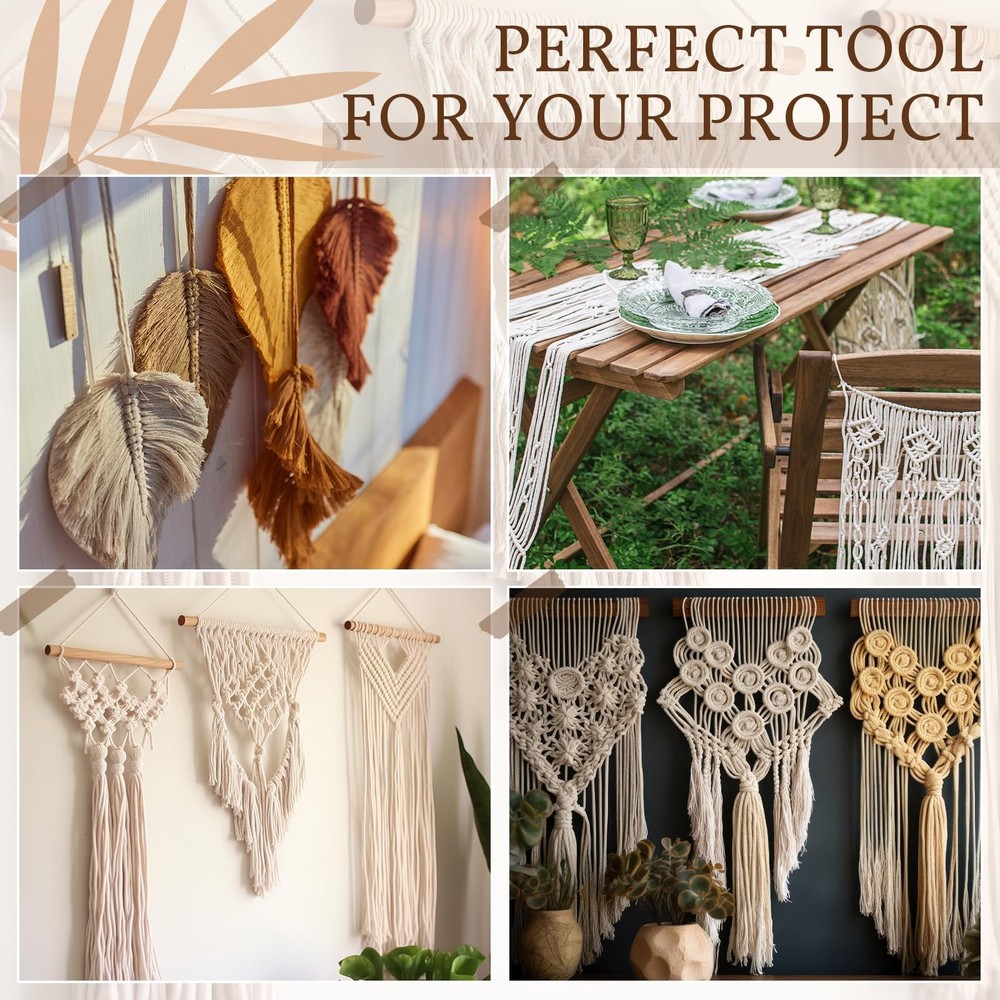 108 Pcs Macrame Supplies Include Macrame Board Metal Adjustable Holder with 1...