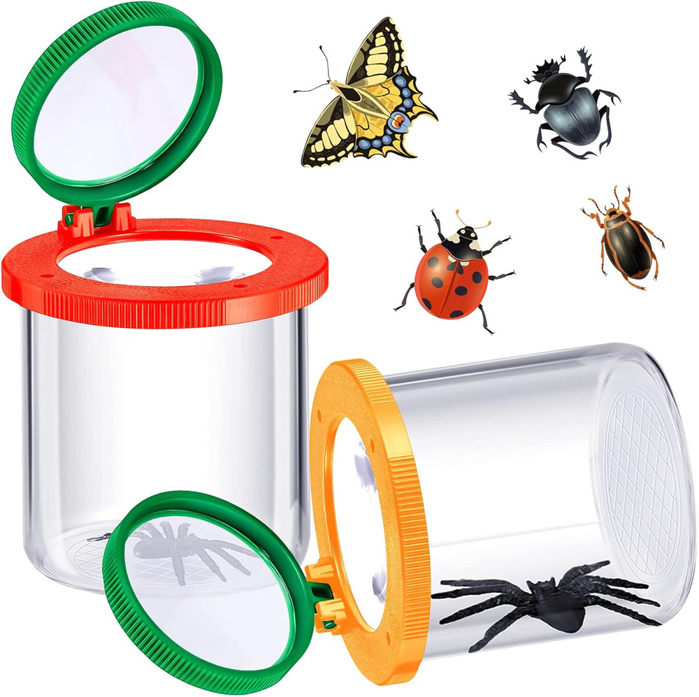 2 Pieces Bug Jars Insect Viewer Catcher Bug Magnifying Insect Cage Container for