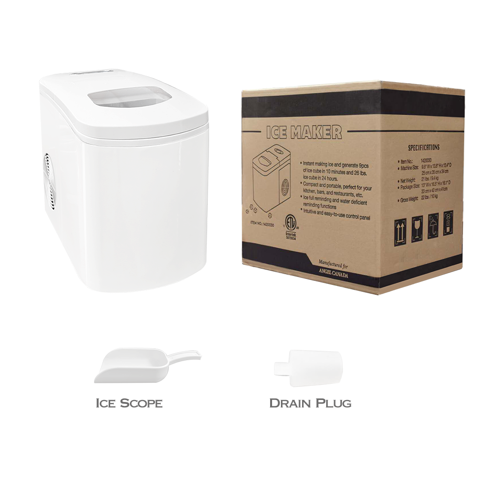 White Countertop Portable Compact Ice Maker Instant icecube Machine Office Home