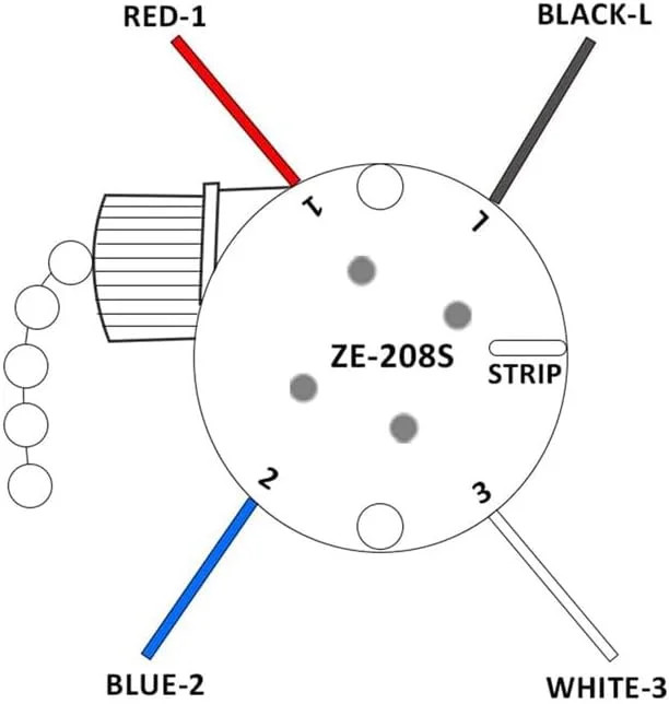 Ceiling Fan Switch ZE-208s E89885 - 3 Speed 4 Wire Fan Light Switch Replacement